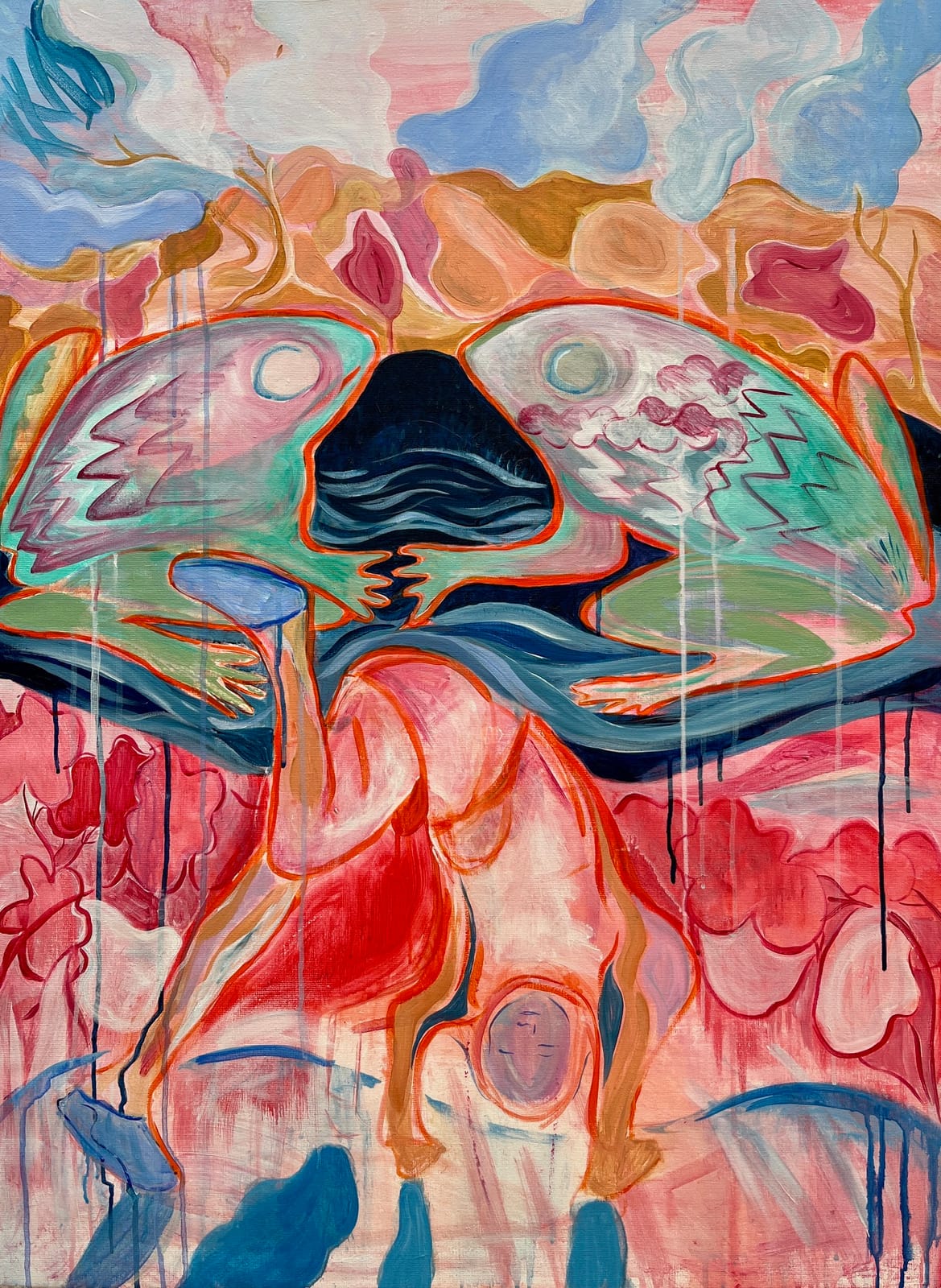 Il Ranocchio, 76cm w x 102cm h, acrylic and oil on linen. — painting by Chloe S Moncrieff